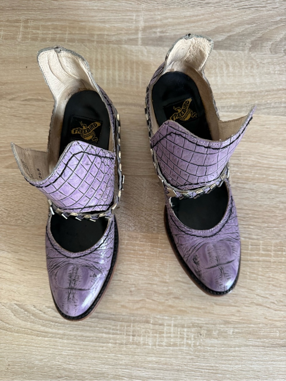 Freebird by Steven Blade purple croco ankle booties Sz 8 - Picture 3 of 9